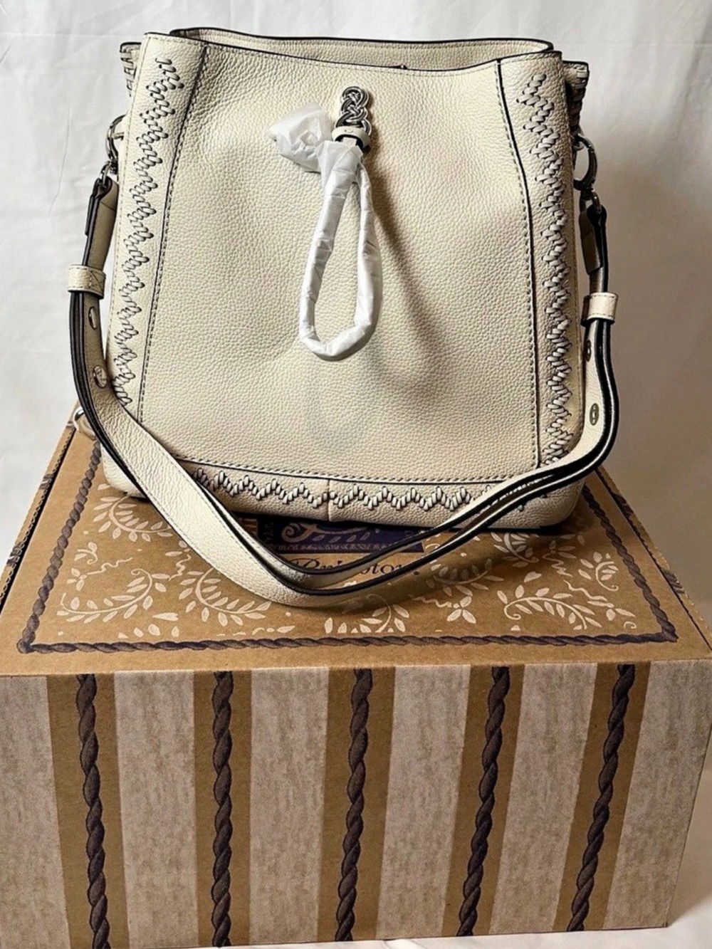 Brighton Cream Leather Shoulder Bag Purse Tote – Excellent Condition NWT